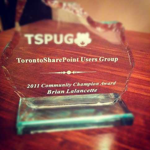 TSPUG 2011 Community Champion Award