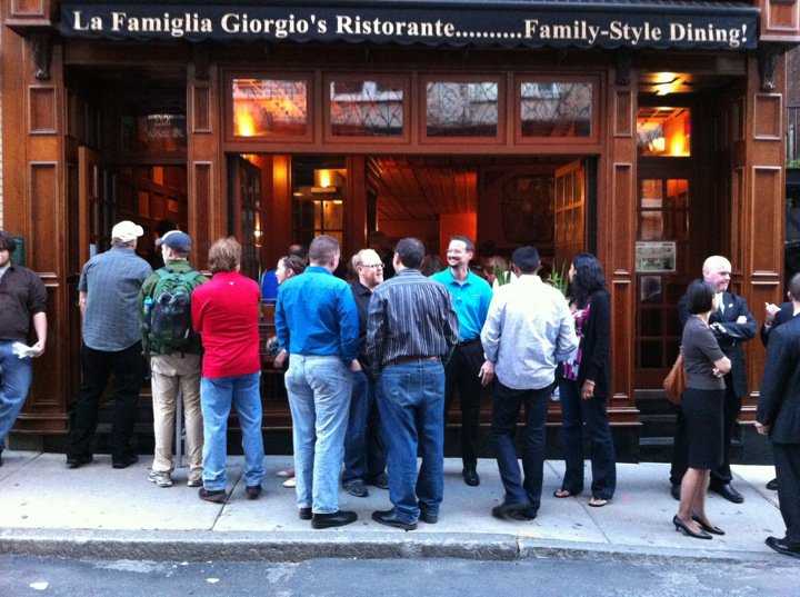 Waiting in front of La Famiglia Giorgio